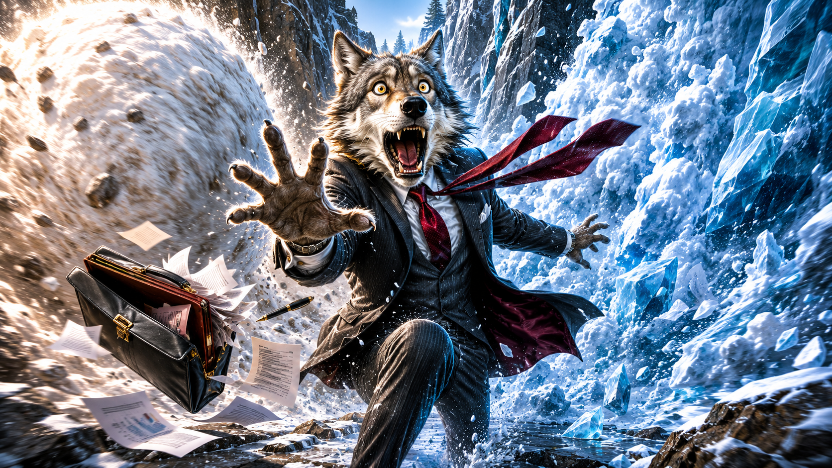 Debt snowball vs avalanche — wolf in a business suit caught between both strategies